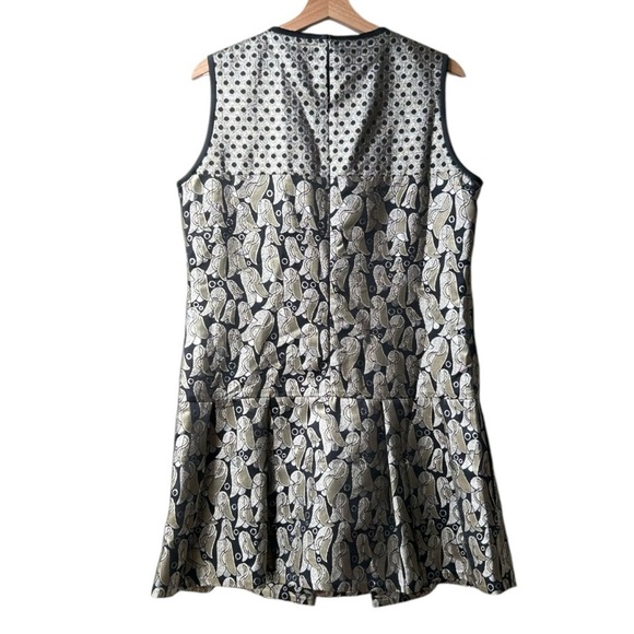 VICTORIA BECKHAM Black Gold METALLIC JACQUARD SLEEVELESS DRESS Sz 10 - Picture 7 of 14
